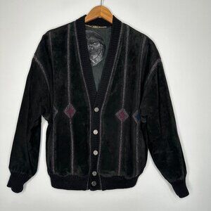 Torras Suede Leather Jacket Size 38 Black Button‎ up Wool